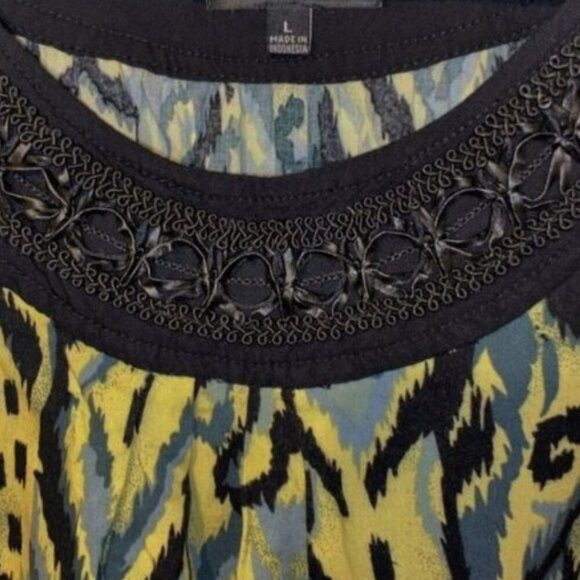 Elementz Sleeveless Boatneck Flowy Rayon Print Dress Size Large - Picture 5 of 7